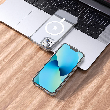 Чехол силиконовый для iPhone 14, Магнитный (MagSafe), HOCO, прозрачный