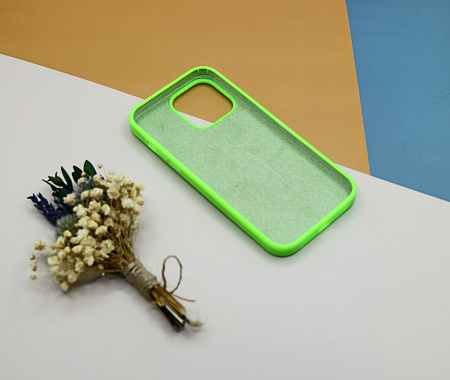 Чехол-накладка для iPhone 14 Pro Max, Silicon Case, без лого, ярко-зеленый