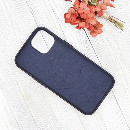 Чехол-накладка для iPhone 15, тканевый, магнитный (MagSafe), без лого, X-CASE, черный