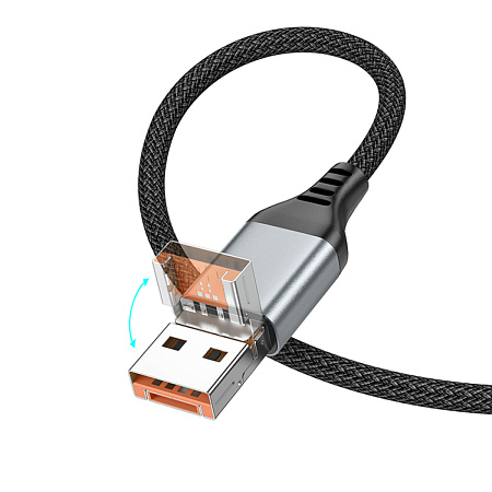Кабель Type-C/USB-A на Type-C, 2 в 1, HOCO, U128, 1.2м, 60W, черный