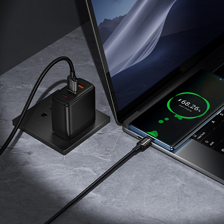 USB Кабель Type-C, HOCO, X127, 1м, оплетка, черный