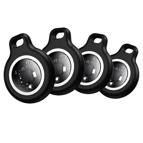 Устройство для поиска вещей E91 (комплект 4 штуки), синхронизация с IOS, Носо, белый с черным чехлом