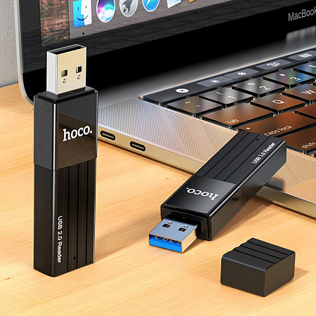 Картридер 2 в 1, USB 2.0, HB20, HOCO, поддержка TF/SD карт