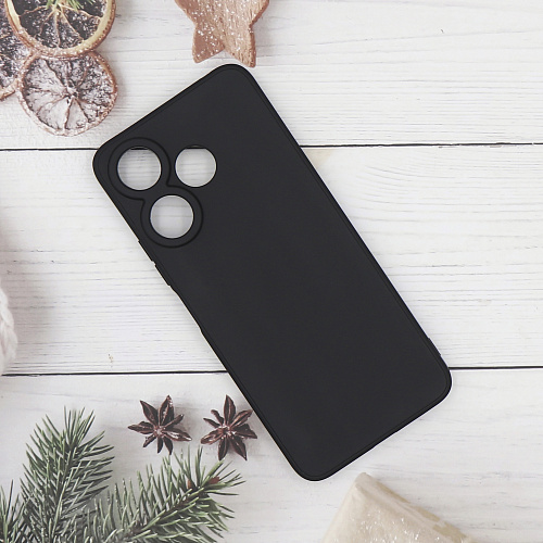 Чехол силиконовый для Xiaomi Poco M6 (4G), с микрофиброй внутри, с защитой камеры, X-CASE, черный