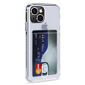 Чехол силиконовый для iPhone 14 (6.1), с карманом для карты, X-CASE, прозрачный
