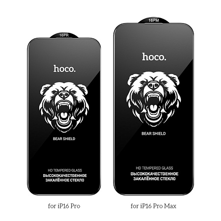 Защитное стекло для iPhone 16 Pro/17, A777, HOCO, HD, рамка черная