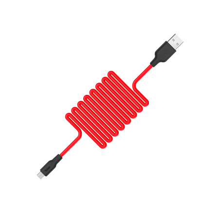 USB Кабель Micro, HOCO, X21, силиконовый, черно-красный
