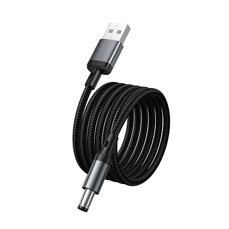 Кабель USB-A на круглое отверстие 5.5 * 2.5/5.5 * 2.1, 5V, X129, HOCO, заряжать настольные лампы, бритвы и т.д., черный