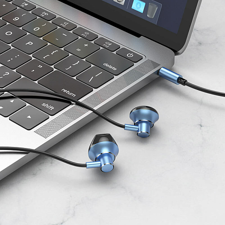 Проводные наушники M75 Belle Universal earphones, HOCO, синие