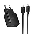 Сетевое зарядное устройство, 1 PD 25W (N76), HOCO, Type-C to Type-C, черный