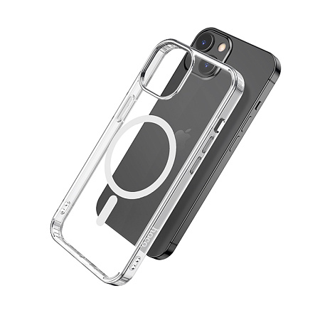 Чехол силиконовый для iPhone 14, Магнитный (MagSafe), HOCO, прозрачный