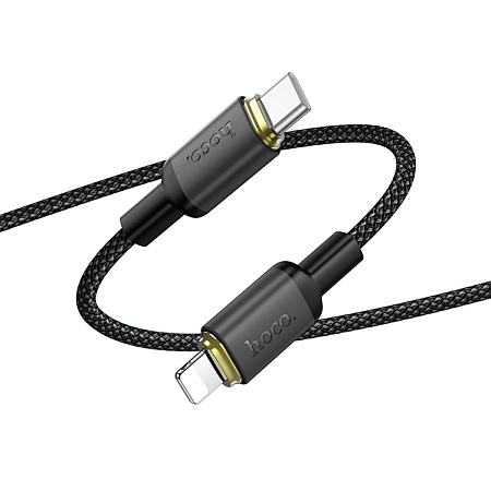 Кабель Lightning to Type-C (PD), HOCO, X128, 1м, 30W, чёрный