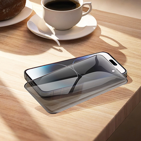 Защитное стекло для iPhone 14 Pro Max, A12 Pro, HOCO, Privacy Nano 3D full screen edges, черное
