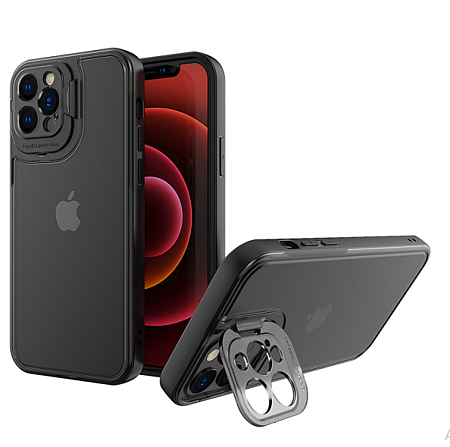 Чехол силиконовый для IPhone 12 Pro (6.1), Lens bracket series, HOCO, матовый черный