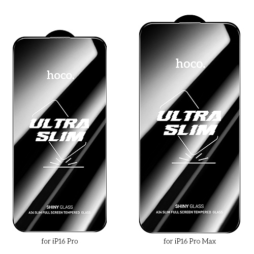    iPhone 16 Pro Max, A34 Slim, HOCO, Full screen HD tempered glass 0.2mm, 