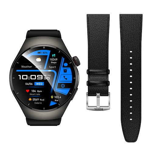 Умные часы Y40 Smart watch Hoco с поддержкой звонков, 2 ремешка в комплекте, черные