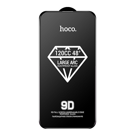 Защитное стекло для iPhone 14 Pro Max, A34, HOCO, 9D large arc dustproof glass, черное