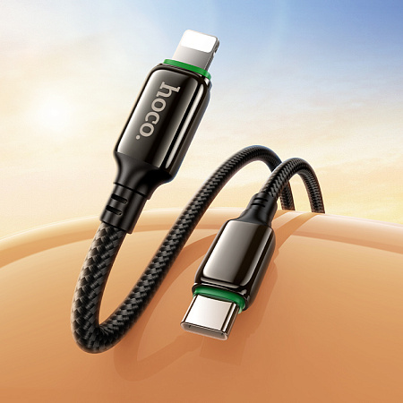 Кабель Lightning to Type-C (PD), HOCO, X127, 1м, оплетка, 30W, черный