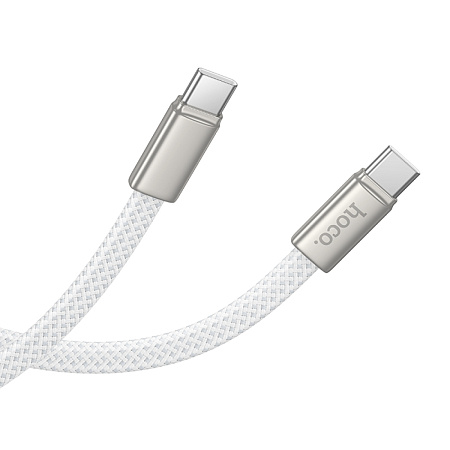 Кабель Type-C на Type-C, HOCO, X125, плетеный плоский, 1м, 60W, белый
