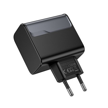 Сетевое зарядное устройство, 1 PD 45W + 1 USB 3.0 QC (CS74A), HOCO, черный