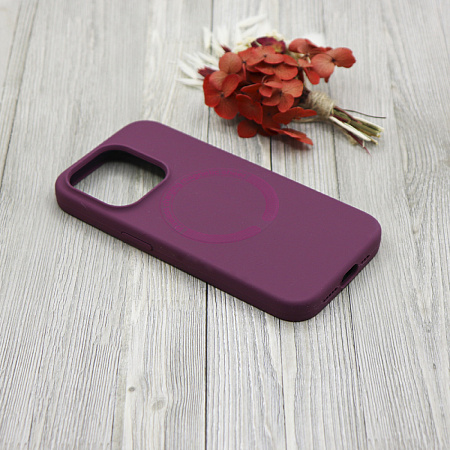 Чехол-накладка для iPhone 15 Pro, Silicon Case, магнитный (MagSafe), без лого, X-CASE, винный