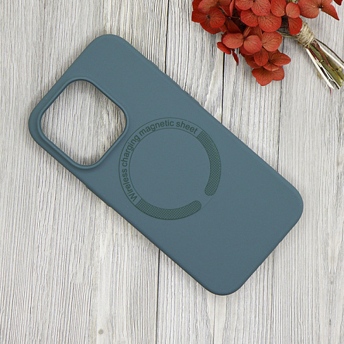 Чехол-накладка для iPhone 15 Pro, Silicon Case, магнитный (MagSafe), без лого, X-CASE, зеленый лес