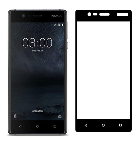 Защитное стекло на Nokia 3, 3D черный, X-CASE