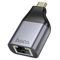 Переходник с Type-C на RJ45, UA35, HOCO, металлический черный