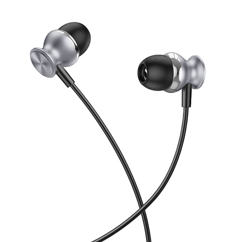 Проводные наушники M106, Fountain metal universal earphones, HOCO, вакуумные, черный