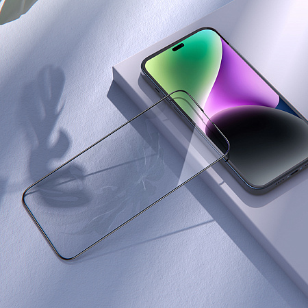 Защитное стекло для iPhone 14 Pro Max, G5, HOCO, Full screen silk screen HD tempered glass, черное