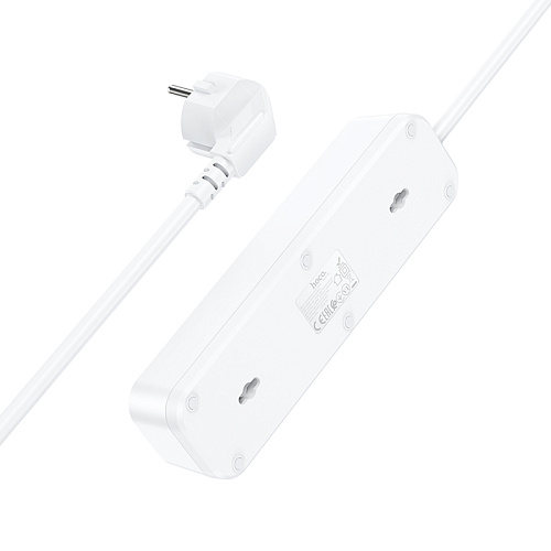 Сетевой фильтр на 3 розетки+3 USB, 1.8м, NS2, HOCO, белый