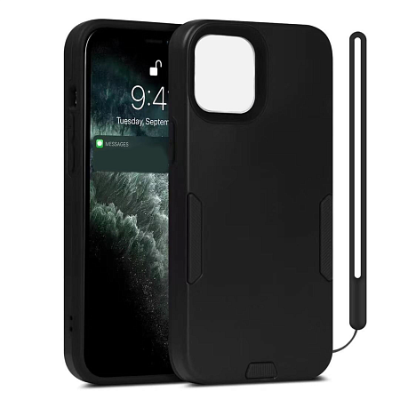 Чехол силиконовый для iPhone 13 Pro Max (6.7), противоударный с ремешком на руку, X-CASE, черный
