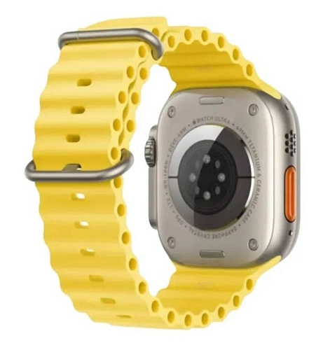 Ремешок на руку для Apple Watch 42/44/45/49 мм, силиконовый ребристый, желтый