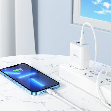 Кабель Lightning to Type-C (PD), HOCO, X83, 1м, белый