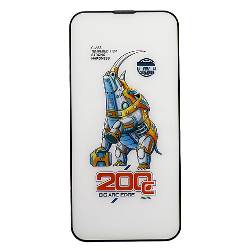 Защитное стекло на iPhone 13 Pro Max/14 Plus (6.7), носорог, с сеточкой для динамика, черное, X-CASE