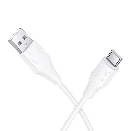 Usb кабель Type-C, HOCO, X124, силиконовый, 1м, ток до 2.3A, белый