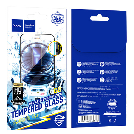Защитное стекло на iPhone 12 (6.1)/12 Pro (6.1) G8, HOCO, 3D Full screen fine edge anti-fall tempered glass, черное