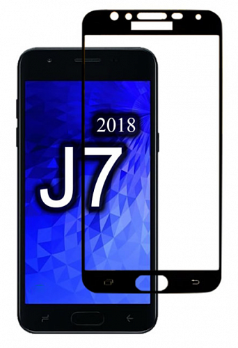 Защитное стекло на Samsung j737F Galaxy J7 (2018), Silk Screen 2.5D, черный, X-CASE