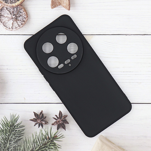 Чехол силиконовый для Xiaomi 14 Ultra, с микрофиброй внутри, с защитой камеры, X-CASE, черный