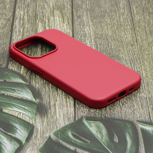 Чехол-накладка для iPhone 15 Pro Max, экокожа, магнитный (MagSafe), без лого, X-CASE, красный