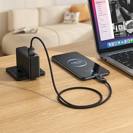 USB Кабель Type-C, HOCO, U154, 100W, 1м, с дисплеем, черный