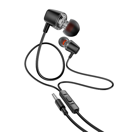 Проводные наушники M107, Discoverer universal earphones, HOCO, вакуумные, черный