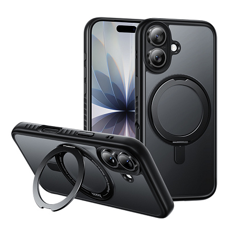 Чехол для iPhone 17, TPU + PC board, Магнитный (MagSafe), с подставкой, AS1, HOCO, прозрачный