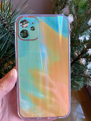 Чехол силиконовый для iPhone 11 (6.1), переливающийся, X-CASE, салатово-желтый