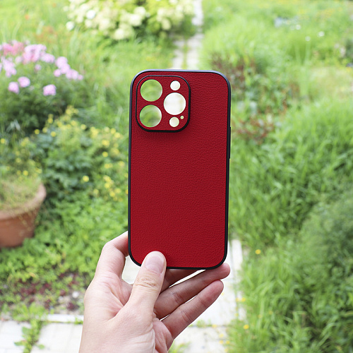 Чехол силиконовый для iPhone 14 Pro (6.1), экокожа, DU DU, красный