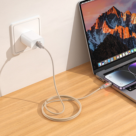 USB дата кабель Lightning, HOCO, U144, 1.2 метра, цвет золотистый