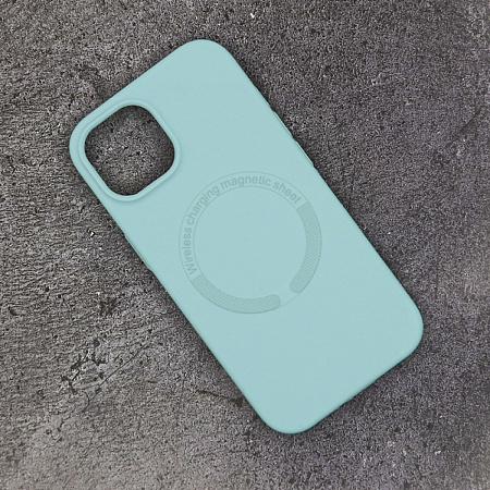 Чехол-накладка для iPhone 15, Silicon Case, магнитный (MagSafe), без лого, X-CASE, бирюзовый