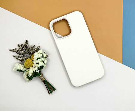 Чехол-накладка для iPhone 14 Pro Max, Silicon Case, без лого, слоновая кость