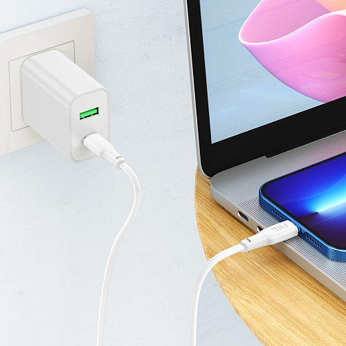 Кабель Lightning to Type-C (PD), HOCO, X93, 1м, 20W, белый