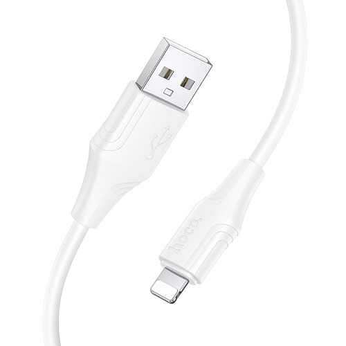 USB дата кабель Lightning, HOCO, X124, 1 метр, ток до 2.4A, цвет белый